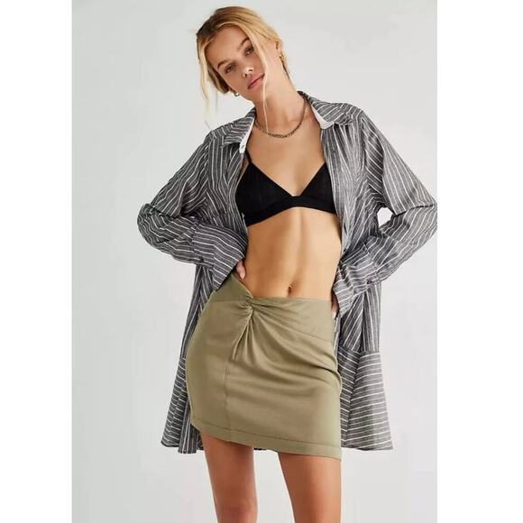 NWT Free People Size 10 Night Dreamer Twisted Mini Skirt in Tropical Nut - Picture 1 of 8